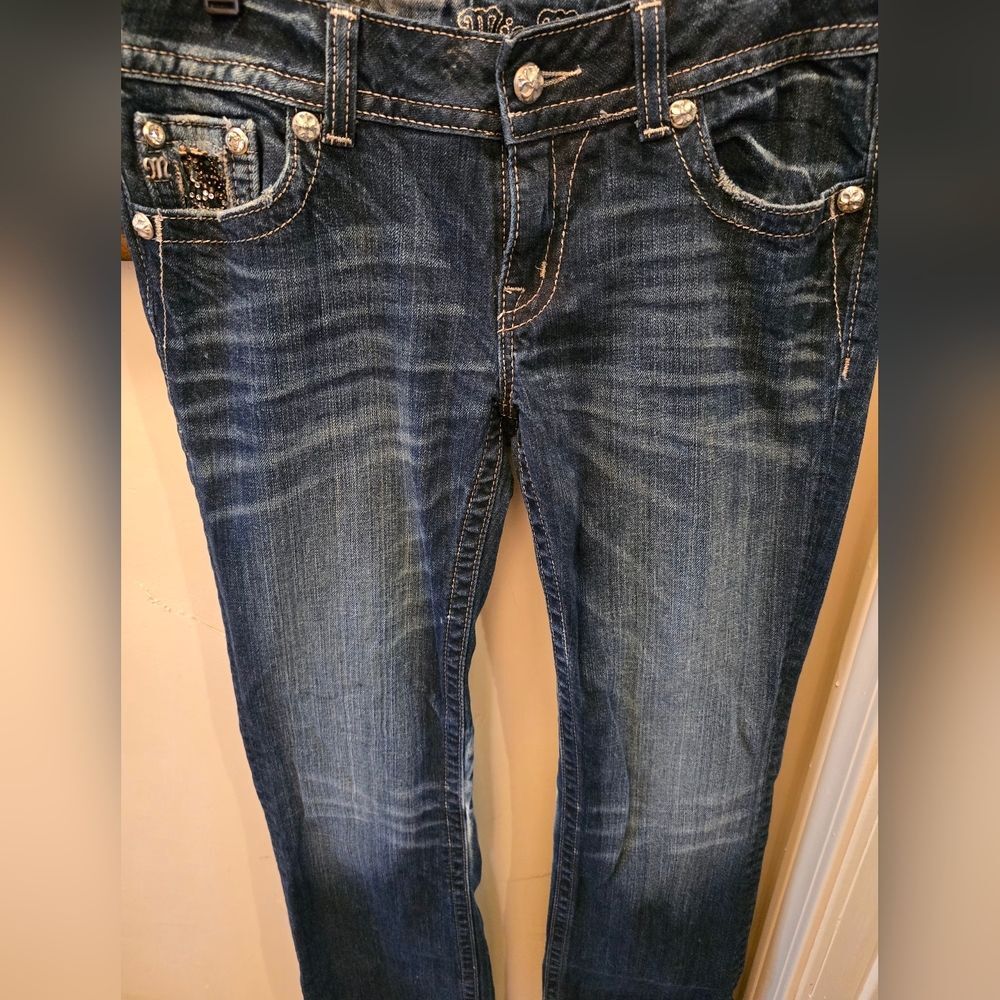 Miss Me Blue Boot Cut Jeans with Silver Accents 30x33 1/2 - Picture 4 of 6